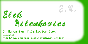 elek milenkovics business card